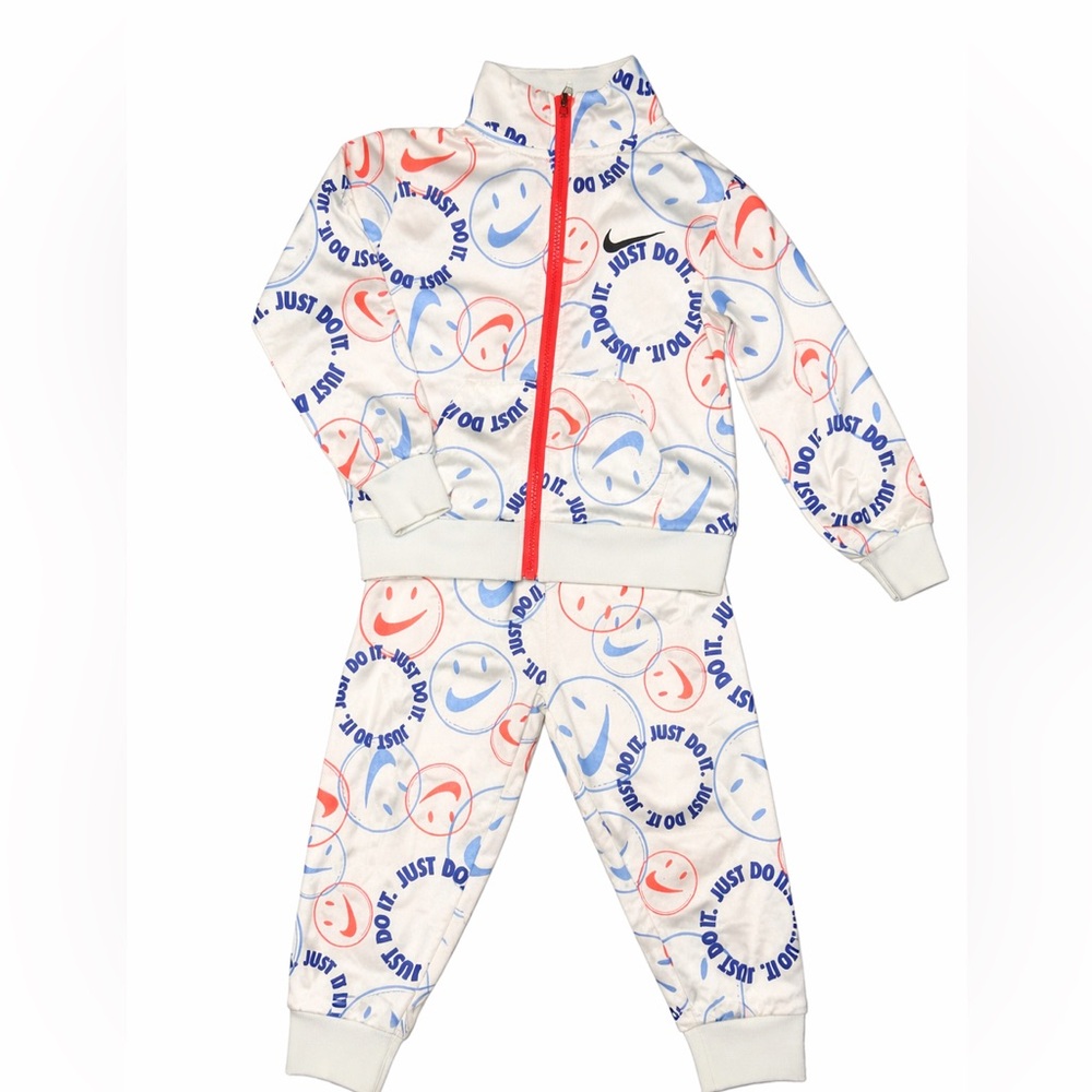 Nike Kids Tracksuit Set Just Do It Smiley Face Jacket + Pants Matching Outfit